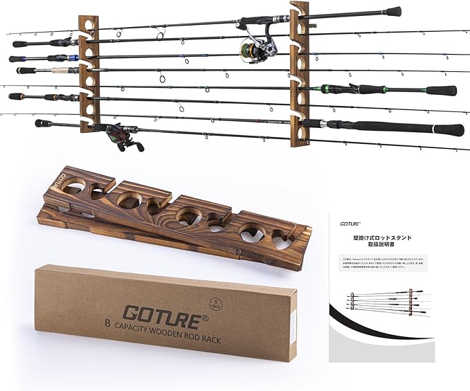 Fishing Rod Rack - Goture Ahşap Olta Tutucu 8 Delik
