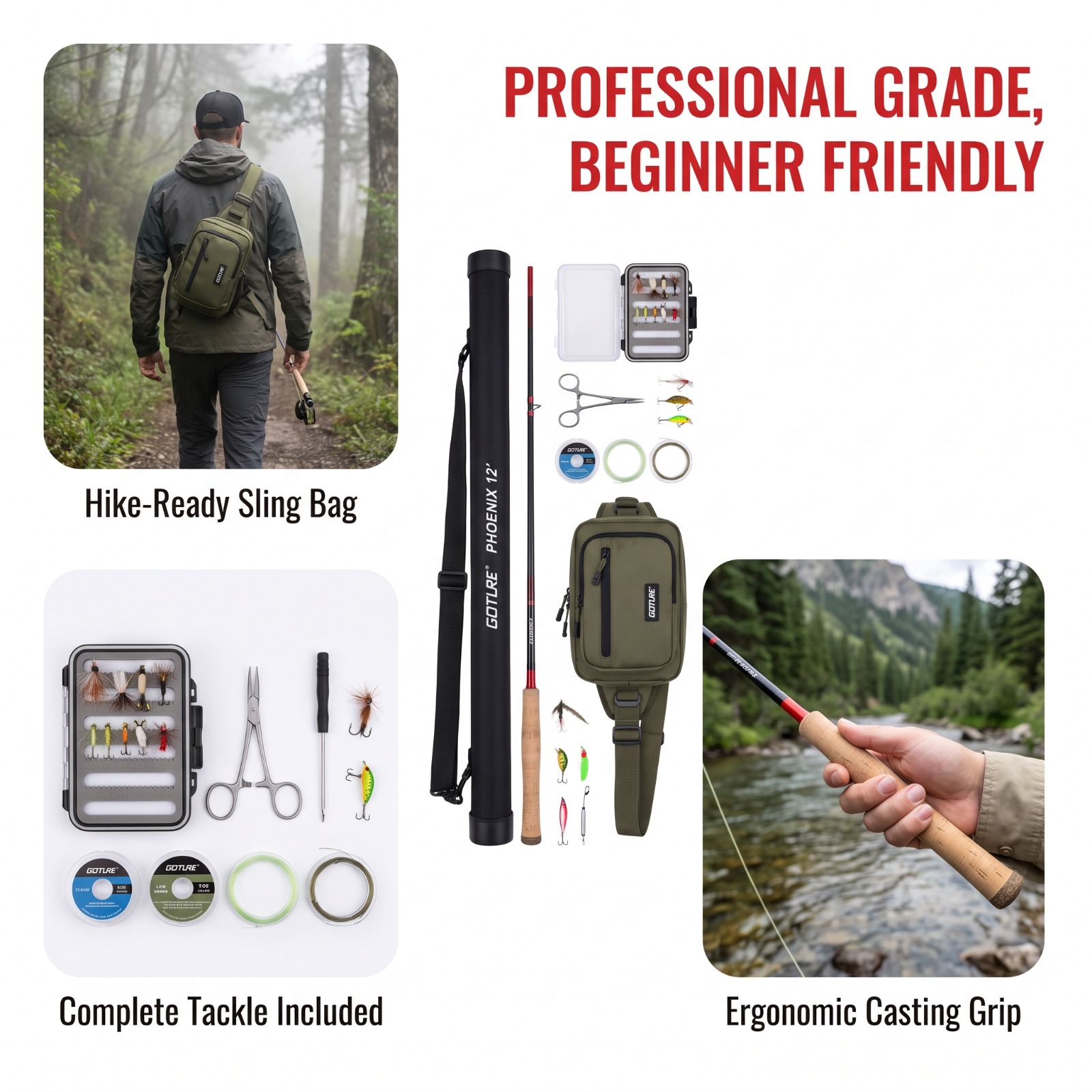 Fishing Rod Fly - Goture 12FT 3.6M Tenkara Sinek Olta