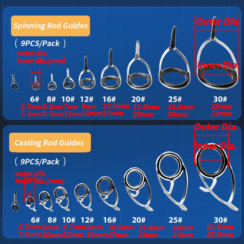 9 adet olta kılavuzları halka  - Fishing Rod Spinning incelemesi ve fiyatı
